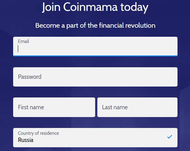 Coinmama тіркеу