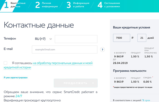 Creditter қарызға өтінімді ресімдеу