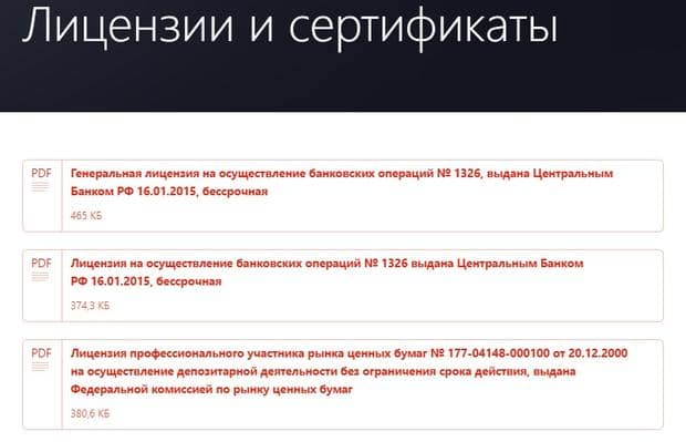 alfabank.ru лицензиялар мен сертификаттар