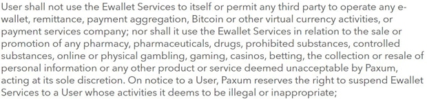 paxum.com есептік жазбаны бұғаттау