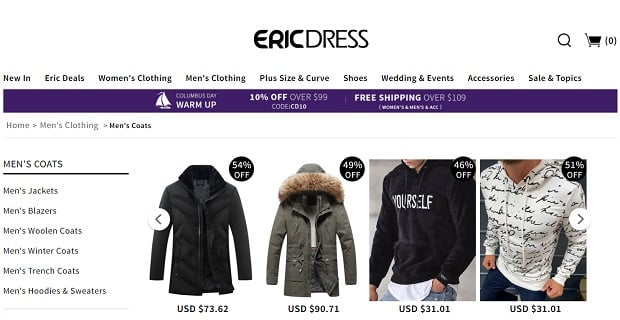 Ericdress ерлер киімін сату