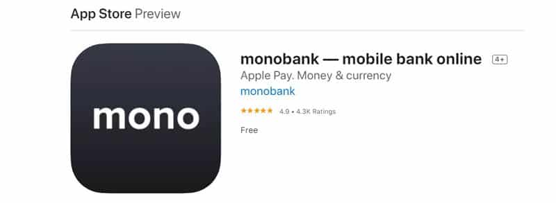App Store дүкеніндегі монобанк қосымшасы
