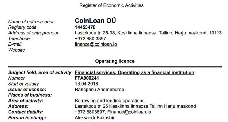 coinloan.io компания туралы ақпарат