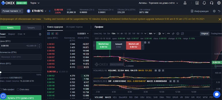 okex.com сауда терминалы