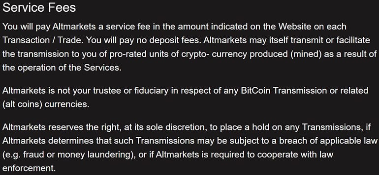 Altmarkets комиссия туралы ақпарат