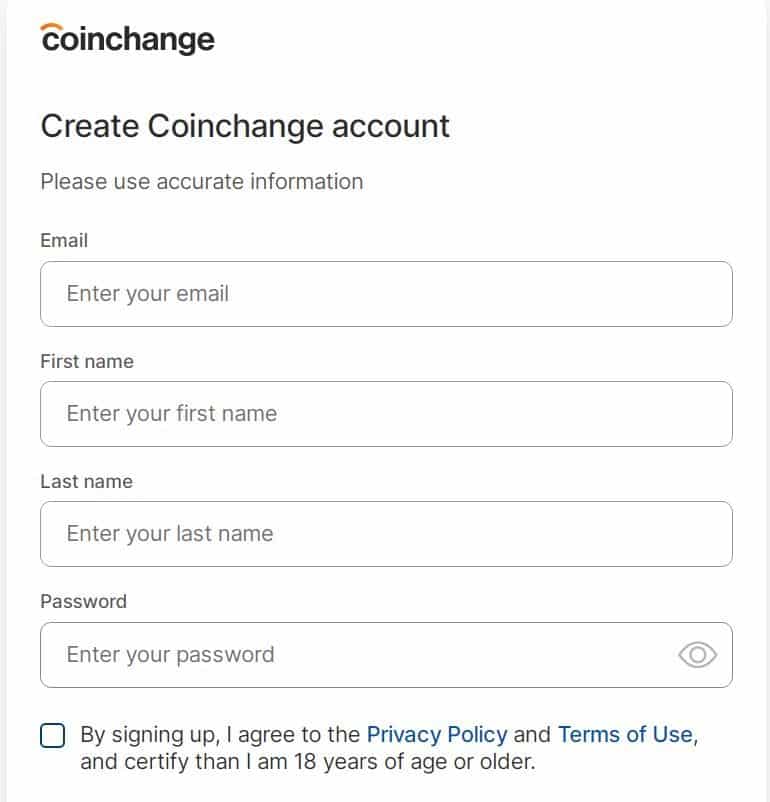 Coinchange тіркеу нысаны