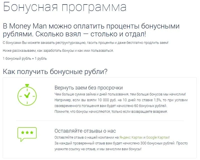 moneyman.ru бонустар