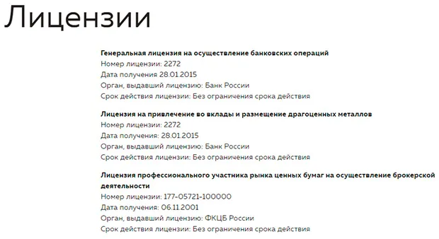 rosbank.ru лицензиялар