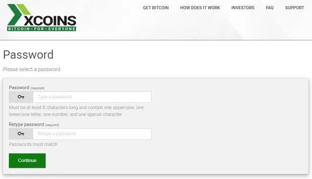 xcoins.io тіркеу на сервисе покупки биткоина