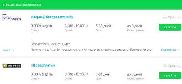 sravni.ru микрокредит беру